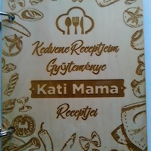 Üres Receptkönyv Gravirozott Natúr Fa Borítóval,Egyedi Névvel - otthon & életmód - konyhafelszerelés, tálalás - sütés, főzés - receptfüzet - Meska.hu