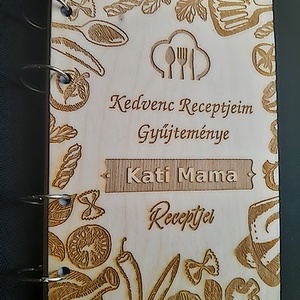Üres Receptkönyv Gravirozott Natúr Fa Borítóval,Egyedi Névvel - otthon & életmód - konyhafelszerelés, tálalás - sütés, főzés - receptfüzet - Meska.hu