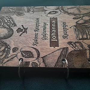 Üres Süteményes Receptkönyv,Névreszóló, Gravirozott Fa Borítóval - otthon & életmód - konyhafelszerelés, tálalás - sütés, főzés - receptfüzet - Meska.hu