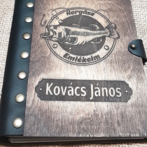 Fából Készült,Névreszóló Fotóalbum,Horgászoknak, Otthon & Életmód, Papír, írószer, Jegyzetfüzet & Napló, Gravírozás, pirográfia, Famegmunkálás, MESKA