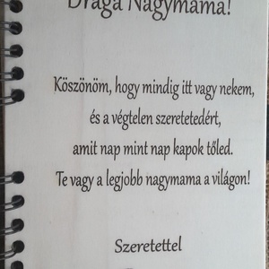 Születésnapi Köszöntő Könyv,Nagymamának,Fából készült,Fotó Gravirozott,Könyvecske,Spirálkötéssel. - otthon & életmód - papír, írószer - mappa - Meska.hu