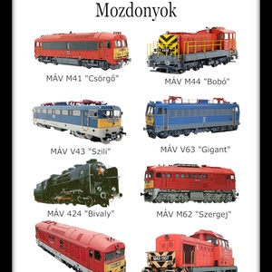 Magyarországi Mozdonyok  Falikép Fa Keretben (A4 méretű nyomat) - otthon & életmód - dekoráció - kép & falikép - plakát - Meska.hu