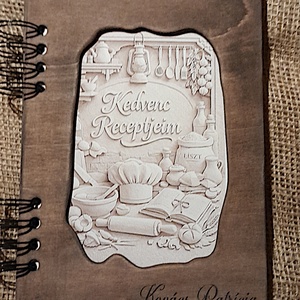 Üres  Receptkönyv,Névre szóló, Gravirozott Fa Borítóval,Spirál kötéssel - Meska.hu
