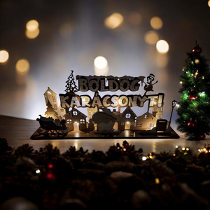 Karácsonyi asztaldekoráció falu - karácsony - karácsonyi lakásdekoráció - ünnepi asztaldekoráció - Meska.hu