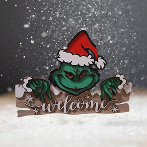 Karácsonyi ajtókopogtató Grincs, Karácsony, Karácsonyi lakásdekoráció, Karácsonyi ajtódíszek, Famegmunkálás, MESKA