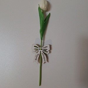 Tulipán nőnapra fa szalaggal - otthon & életmód - dekoráció - virágdísz és tartó - csokor & virágdísz - Meska.hu