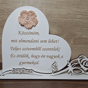 Anyák napjára / pedagógus napra szív alakú tábla rózsával - otthon & életmód - dekoráció - asztal és polc dekoráció - asztaldísz - Meska.hu