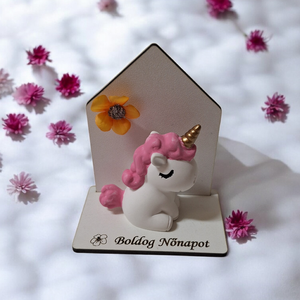 Unikornisos nőnapi asztaldísz, Otthon & Életmód, Dekoráció, Virágdísz és tartó, Virágdíszek, Asztali virágdísz, Famegmunkálás, MESKA