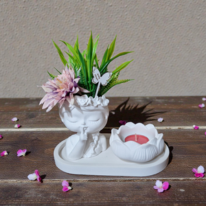 Kerámia kaspó szett tállal, gyertyatartóval, Otthon & Életmód, Virágdekoráció, Virágdíszek, Virágdísz kaspóban, Kerámia, MESKA