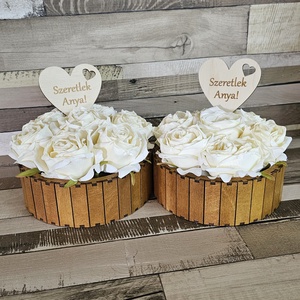 Esküvői köszönő ajándék virágbox 1 pár, Esküvő, Emlék & Ajándék, Szülőköszöntő ajándék, Famegmunkálás, MESKA