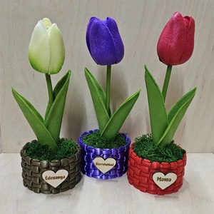 Mini kosárka tulipánnal - otthon & életmód - dekoráció - asztal és polc dekoráció - asztaldísz - Meska.hu