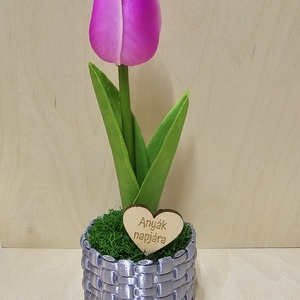 Mini kosárka tulipánnal - otthon & életmód - dekoráció - asztal és polc dekoráció - asztaldísz - Meska.hu