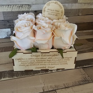 Esküvői köszönő ajándék virágbox 1 pár - esküvő - emlék & ajándék - szülőköszöntő ajándék - Meska.hu