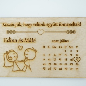 Naptáras gravírozott fa köszönőajándék, hűtőmágnes - esküvő - emlék & ajándék - köszönőajándék - Meska.hu
