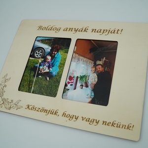 Dupla képkeret esküvőre, anyák napjára, szülőknek, szülőköszöntő, Esküvő, Emlék & Ajándék, Köszönőajándék, Gravírozás, pirográfia, MESKA