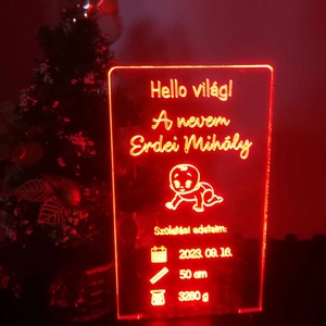 Babaköszöntő 3 D-s LED  lámpa, 7 színű - otthon & életmód - babaszoba, gyerekszoba - babaszoba dekoráció - Meska.hu