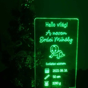 Babaköszöntő 3 D-s LED  lámpa, 7 színű - otthon & életmód - babaszoba, gyerekszoba - babaszoba dekoráció - Meska.hu