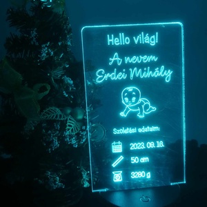 Babaköszöntő 3 D-s LED  lámpa, 7 színű - otthon & életmód - babaszoba, gyerekszoba - babaszoba dekoráció - Meska.hu