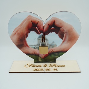 Fényképes puzzle lakatceremónia szett talppal, Esküvő, Emlék & Ajándék, Nászajándék, Ceremónia szett, Gravírozás, pirográfia, MESKA