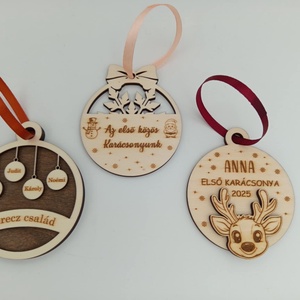 Családi 3D-s  gravírozott, fa, karácsonyfadísz - karácsony - karácsonyi lakásdekoráció - karácsonyfadíszek - Meska.hu