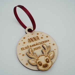 Névre szóló, 3D-s  gravírozott, fa, karácsonyfadísz - karácsony - karácsonyi lakásdekoráció - karácsonyfadíszek - Meska.hu