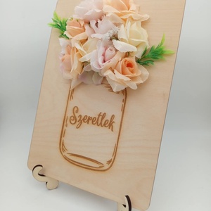 3D-s, virágos kép, egyedileg gravírozva, édesanyáknak, nagymamáknak, akár szülőköszöntőként is, Esküvő, Emlék & Ajándék, Szülőköszöntő ajándék, Gravírozás, pirográfia, MESKA