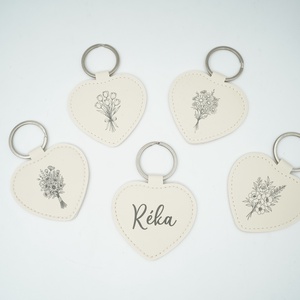 Bőr  szives kulcstartó  többféle mintával, Táska & Tok, Kulcstartó & Táskadísz, Kulcstartó, Gravírozás, pirográfia, MESKA