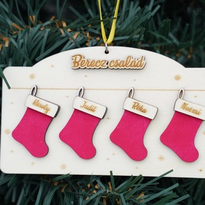 3D-s családi fa karácsonyfadísz  piros kiscsizmákkal - Meska.hu