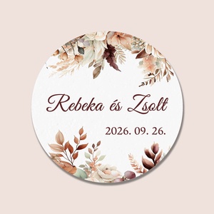 Esküvői matrica kör alakú, Otthon & Életmód, Papír, írószer, Matrica, matrica csomag, Gravírozás, pirográfia, MESKA