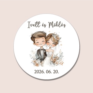 Esküvői matrica kör alakú II., Otthon & Életmód, Papír, írószer, Matrica, matrica csomag, Gravírozás, pirográfia, MESKA