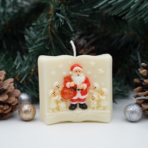 Illatgyertya festett Mikulással - karácsony - karácsonyi lakásdekoráció - karácsonyi illatgyertya, mécses - Meska.hu