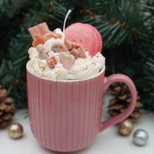 Karácsonyi illatgyertya bögrék dekorálva - karácsony - karácsonyi lakásdekoráció - karácsonyi illatgyertya, mécses - Meska.hu