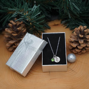 Születésköves nyaklánc gravírozott medállal, többféle mintával, akár díszdobozban, Ékszer, Nyaklánc, Medálos nyaklánc, Gravírozás, pirográfia, MESKA