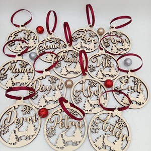 Névre szóló, gravírozott, fa karácsonyfadísz - karácsony - karácsonyi lakásdekoráció - karácsonyfadíszek - Meska.hu