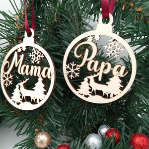 Névre szóló, gravírozott, fa karácsonyfadísz - Meska.hu