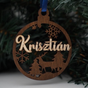 Névre szóló, gravírozott, fa karácsonyfadísz - karácsony - karácsonyi lakásdekoráció - karácsonyfadíszek - Meska.hu