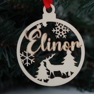 Névre szóló, gravírozott, fa karácsonyfadísz, Karácsony, Karácsonyi lakásdekoráció, Karácsonyfadíszek, Gravírozás, pirográfia, MESKA