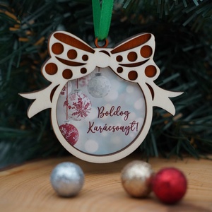 Különleges képes/fényképes fa karácsonyfadísz, Karácsony, Karácsonyi lakásdekoráció, Karácsonyfadíszek, Gravírozás, pirográfia, MESKA