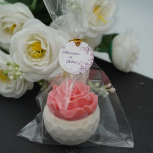 Mini rózsa szójaviasz illatgyertya kerámia kaspóban - kellékek & szerszámok - dekorációs kellékek - dekorációs gyertya - Meska.hu