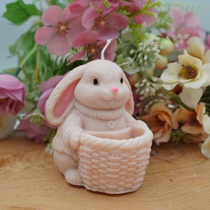 Vidám nyuszis illatgyertyák, szójaviasz illatgyertya Húsvétra - kellékek & szerszámok - dekorációs kellékek - dekorációs gyertya - Meska.hu