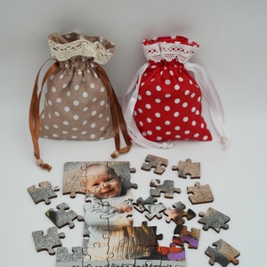 Keresztszülő felkérő fényképes fa puzzle, akár gravírozott fa dobozban/vászontasakban - baba - mama - keresztelő kellékek - keresztszülő felkérő - Meska.hu