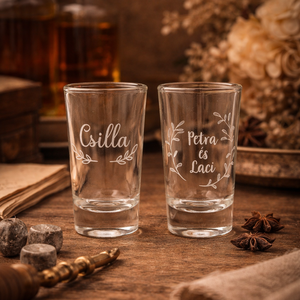 Egyedi, gravírozott feles üvegpohár, felespohár, pálinkáspohár, akár esküvőre is , Esküvő, Emlék & Ajándék, Nászajándék, Esküvői pohár, pohárszett, Gravírozás, pirográfia, MESKA