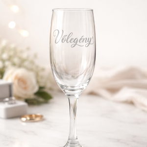 Gravírozott pezsgőspohár esküvőre - esküvő - emlék & ajándék - nászajándék - esküvői pohár, pohárszett - Meska.hu
