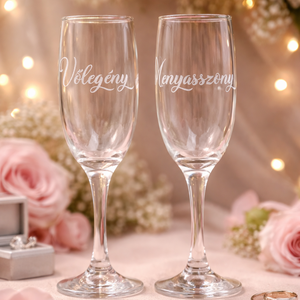 Gravírozott pezsgőspohár esküvőre - Meska.hu