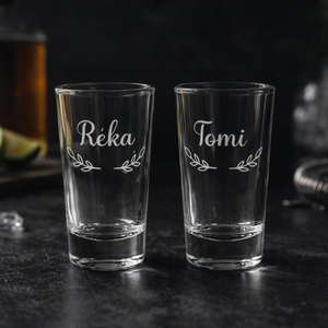 Egyedi, gravírozott feles üvegpohár, felespohár, pálinkáspohár, akár esküvőre is  - esküvő - emlék & ajándék - nászajándék - esküvői pohár, pohárszett - Meska.hu