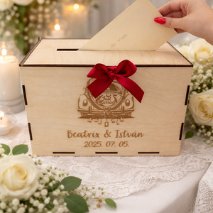 Pénzgyűjtő, nászajándék gyűjtő fa doboz esküvőre - Meska.hu