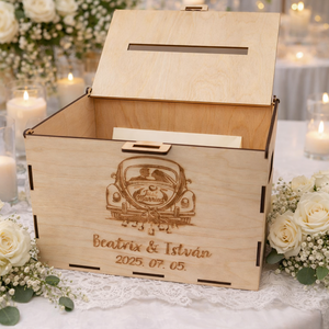 Pénzgyűjtő, nászajándék gyűjtő fa doboz esküvőre - esküvő - emlék & ajándék - nászajándék - nászajándék gyűjtők - Meska.hu