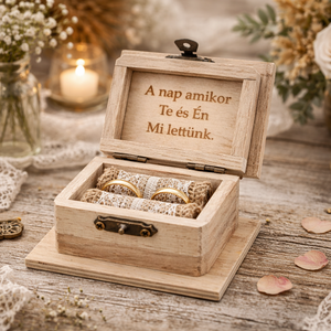 Romantikus gyűrűtartó ládika, doboz jutával bélelve - esküvő - kiegészítők - gyűrűtartó & gyűrűpárna - Meska.hu