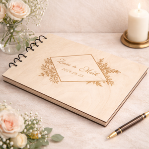 Prémium minőségű, elegáns, gravírozott fa vendégkönyv, emlékkönyv - Meska.hu