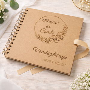  Gravírozott vendégkönyv, emlékkönyv, Esküvő, Emlék & Ajándék, Vendégkönyv, Gravírozás, pirográfia, MESKA